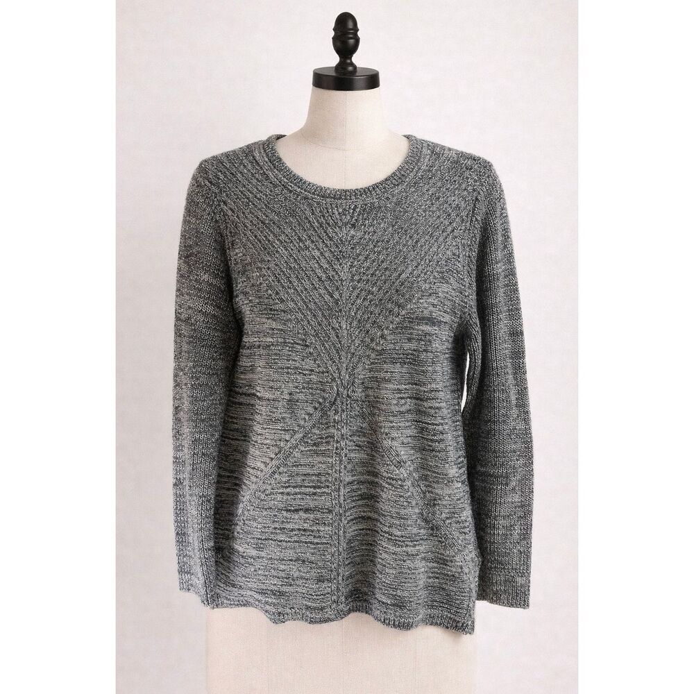 Dana Buchman XL Heathered Gray Textured Knit Sweater Cozy Minimalist Chic